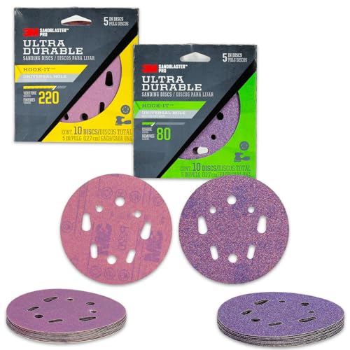 3M Sanding Disc Variety Pack - 3M Sanding Pads 2 Pc Bundle of Grits Coarse 80, Very Fine 220 | Interior & Exterior General Purpose Sanding Discs