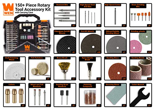 WEN 230151A 150-Piece Rotary Tool Accessory Kit with Carrying Case - size: 150 Pieces