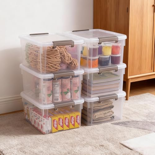Citylife 17QT Plastic Storage Bins with Lids,5Packs Large Containers - color: Clear White, size: 17 QT(5 Pack)