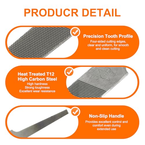 HARFINGTON 2pcs Flat Coarse Cut File 4" Double Cut Teeth High Carbon Steel Hand Rasp File without Handle for Metal Wood Deburring Removing - size: 4", style: Coarse