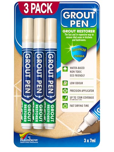 Grout Pen Cream Tile Grout Paint Marker - Narrow 5mm Tip (7mL) - 3 Pack - style: Cream