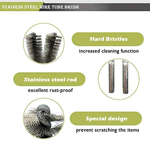 Drill-Powered 6pcs Pipe Cleaning Brush Set Stainless Steel Bristles - size: 3/5"(15mm)