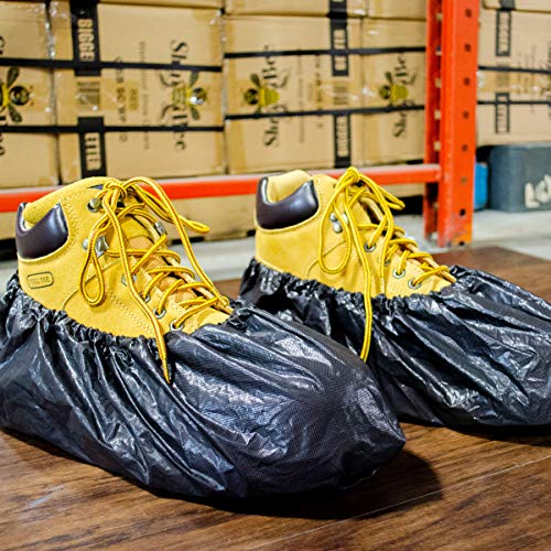 ShuBee Waterproof Shoe & Boot Covers Slip-Resistant Disposable for Plumbing Construction Floor Protection - 40 Pair - color: Black