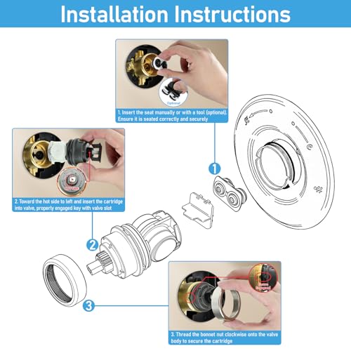 RP46463 Shower Cartridge for Delta Monitor 17 Series, Dual Function Bath Tub and Shower Faucet Valve, Includes RP46073 Seat and Spring Adapter(2006–Present) - style: RP46463