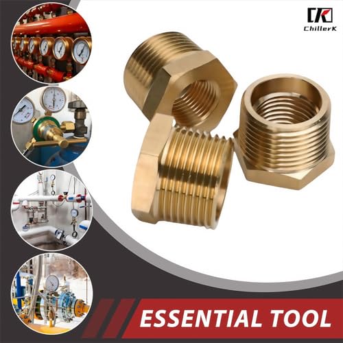 1/2" NPT Male Thread x 1/4" NPT Female Thread Brass Reducing Bushing (Pipe Fitting), 1200 PSI (Pack of 5) - size: 1/2" NPT Male x 1/4" NPT Female