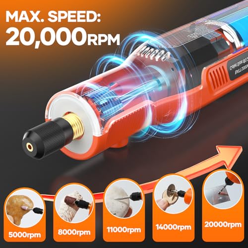 Cordless Rotary Tool Kit 113 Pcs, 5-Speed for 3D Printer Sanding