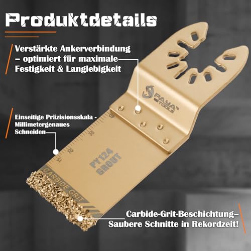 5PCS Carbide Grout Removal Blades,Flush Cutting Oscillating Saw - color: Carbide-Grit Edge