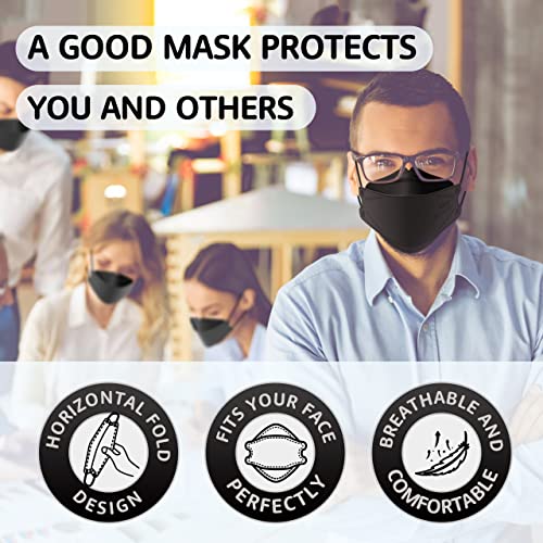 LEVENIS KN95 Face Masks 50 Pack, Breathable Comfortable and Disposable KN95 Mask, Black - color: Adult-black