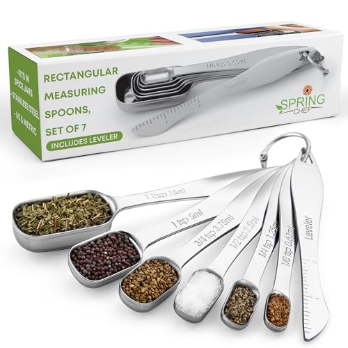 Spring Chef Nesting Stainless Steel Measuring Spoons Set of 7 with Leveler