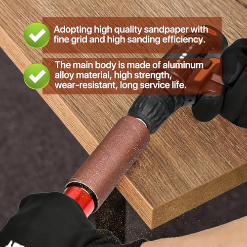 Hand-Held Rubber Sanding Drum for Drill - 4-1/2" x 1-1/2" and 4-1/2" x 1", Spindle Sander Adapter for Power Drill, Drum Sanding Sleeves for Wood and Metal
