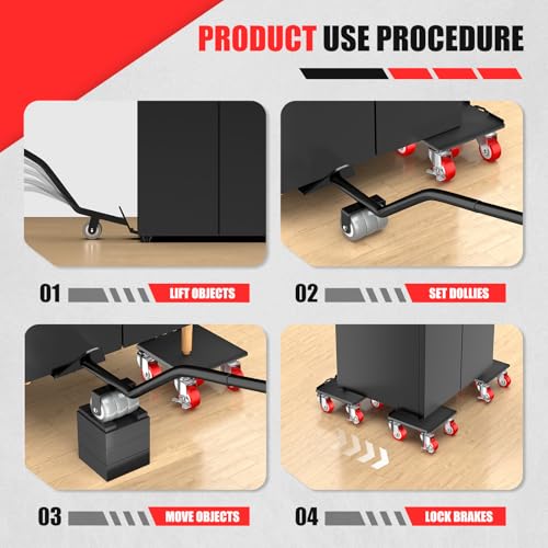 Kavlium Heavy Duty Furniture Dolly,5-Wheel Furniture Movers,5.3 Inch - color: Red, size: 5.3in