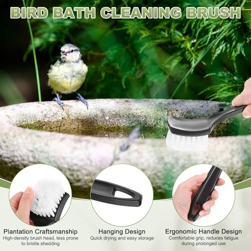 M METERXITY 2-Pack Bird Bath Cleaning Brush, 8.3 Inch Plastic Bird Bath Cleaner with Ergonomic Handle for Feeder/Fountain/Outdoor Cleaning, Utility Hard Stiff Bristle Scrub [White] - color: White