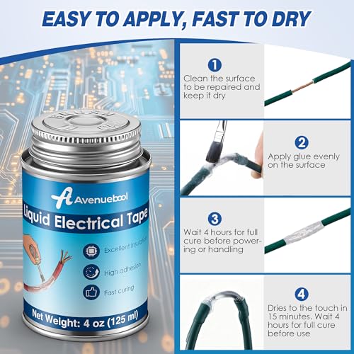 Liquid Electrical Tape 4oz Waterproof Liquid Tape Electrical Insulating Glue with Brush Cap, High Temperature Resistant Flexible Rubber Coating for Wires Cables, Plug, Automotive(Clear) - color: Clear