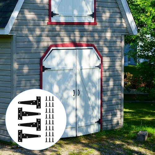 T Strap Hinges Heavy Duty, Shed Door Gate Hinges(Black) (4, 4 Pcs *4 inch) - size: 4 Pcs *4 inch
