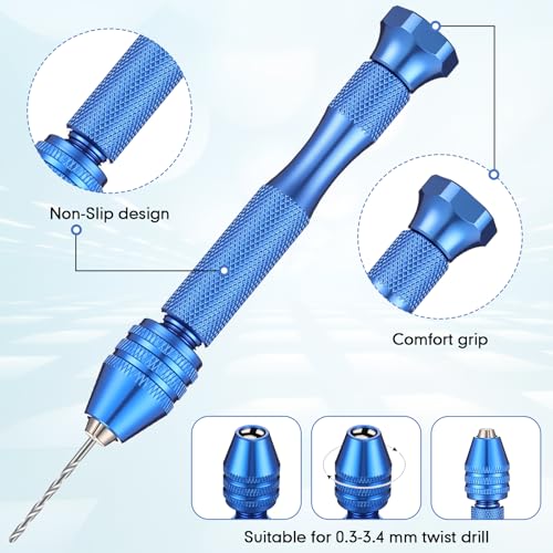 Mudder 57 Pcs Micro Drill Bits & Pin Vise Set 0.1-3mm, Blue - color: Blue