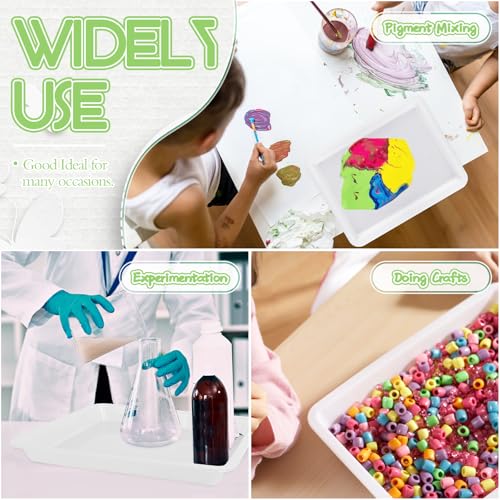 12 Pack Plastic Art Trays,Activity Crafts Tray,Stackable Serving Tray for Kids DIY Projects,Painting,School,Home,Beads(White) - style: 12PCS White