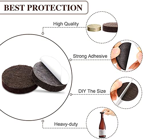 Yelanon Felt Furniture Pads for Hardwood Floors -24 Pcs 2.5" Premium Felt Pads for Chair Legs, Floor Protectors for Furniture, Brown - size: 24 pcs Brown Round