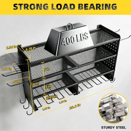 Power Tool Organizer Wall Mount, 4 Tier Heavy Duty Tool Storage Rack