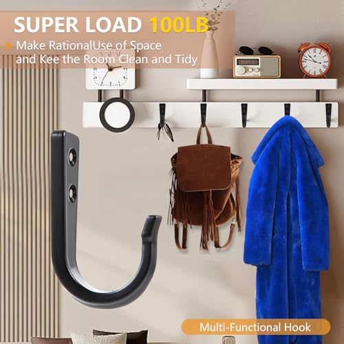 5 Large Size Heavy Duty Wall Hooks, Coat Hooks for Hanging Pans, Backpacks, Coats, Garage Items (Black) - color: 5pack-black, size: Large