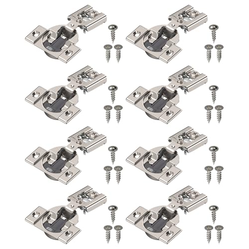 Blum Compact BLUMOTION Hinge (4 Kits), 1/2" Overlay, 105° Opening Angle, Steel, Integrated Soft-Close Hinges for Face Frame Cabinets - size: 4 KITS, style: With Screws