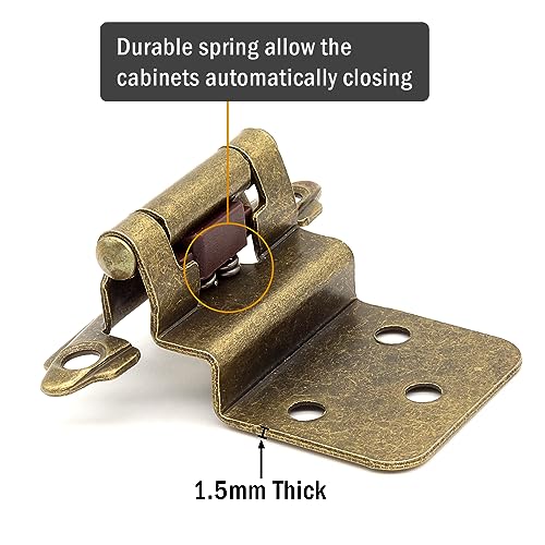 3/8" Inset Antique Brass Cabinet Door Hinges, 20 Pack (10 Pairs) - color: Antique Brass, size: 20 Pack (10 Pairs)