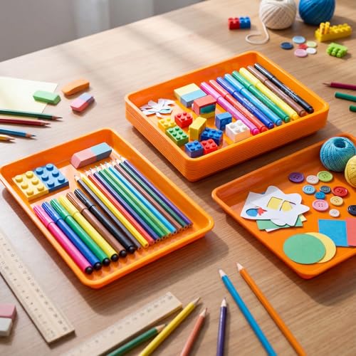 Maitys 15 Pack Plastic Art Trays 12 x 16 Inch Sensory Trays, Orange - color: Orange