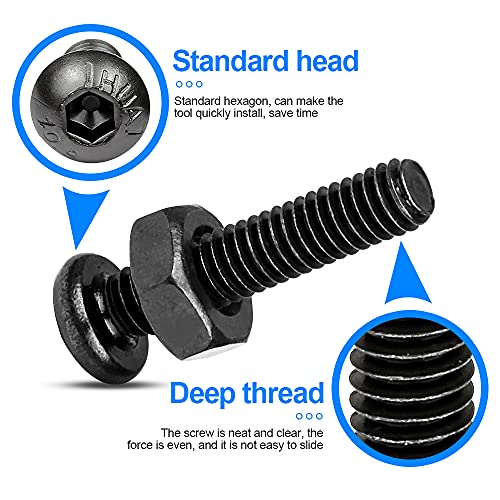 NINDEJIN Metric M4 Button Head Socket Cap Bolts Screws Set, M4x5/6/8/10/12/14/16/18/20 mm Screws Bolts and Nuts Assortment Kit, 362 Pcs Allen Hex Drive, Black Oxide, 10.9 Carbon Steel, Fully Threaded - size: 326Pcs M4 5mm-20mm