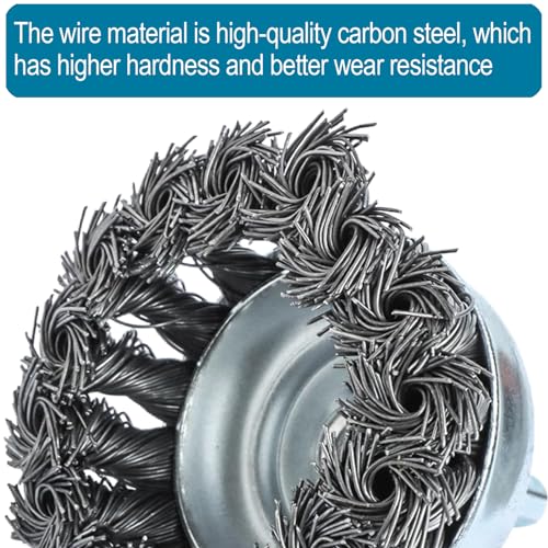 2 Pcs Knotted Wire Cup Brush Set for Drill 1/4 Inch Hex Shank,Coarse Carbon Steel Drill Wire Brush, Wire Brush Drill Attachments Rust Removal