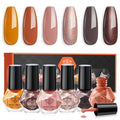 modelones Nail Polish Set, 6 Colors Nude Brown Maroon Nail Lacquer Kit - color: C2 Orange Brown