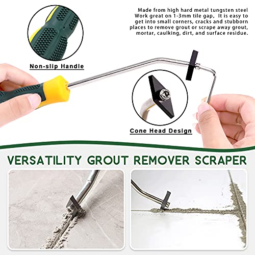 Keadic 22 Pcs Grout Removal Tool Set Contains Grout Saw Knife, Grouts Hand Saw with 8'' Diamond Surface Blades, Tile Joint Cleaning Brush, Caulking Edge Tool Grout Cleaner for Joints Seams Corner