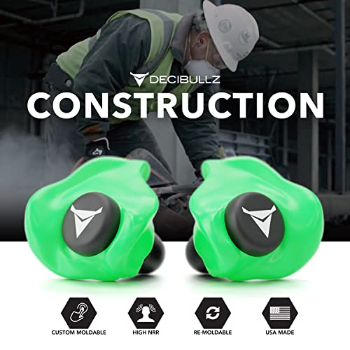 Decibullz Custom Molded Ear Plugs, 31dB NRR Shooting Ear Protection (Green) - color: Green
