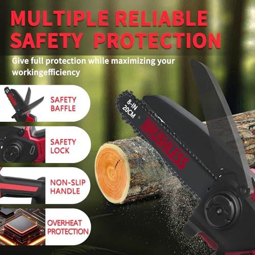 Mini Chainsaw Compatible With Milwaukee Chainsaw M18 Battery,8 Inch & 6 Inch Cordless Pruning Chainsaws,1000W Brushless Powered Mini Chain Saw for Tree Trimming (Not battery)