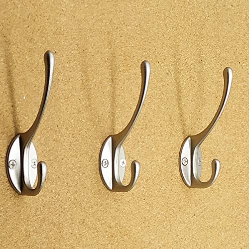 IBosins 10 Pack Silvery Double Coat Hooks Utility Hooks for Coat, Bag, Hat - color: Silvery