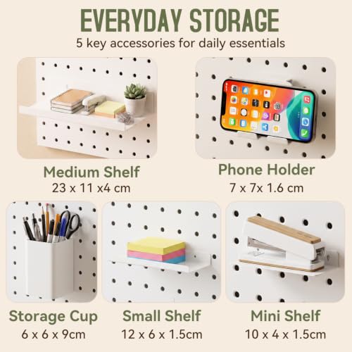Magnetic Metal Pegboard Wall Organizer Kit, 4 Pack 10 x 10 in Panels White - color: White, size: 10"×10" - 4 Pcs