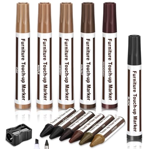 Thboxes Wood Furniture Repair Kit, 13 Pcs Markers and Wax Sticks - color: 6 Colors