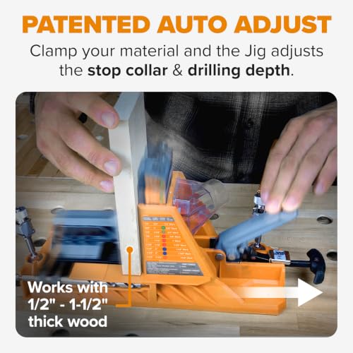 BORA Automatic Pocket Hole Jig Kit & 50 Screws Drill Guide for Woodworking - size: Automatic Jig