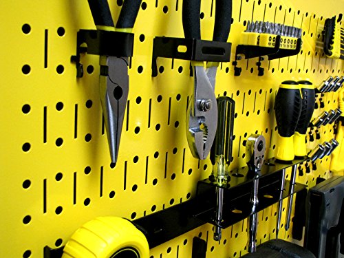 Wall Control Pegboard Rack Horizontal Metal Pegboard Garage Tool Storage Pack - Two 32-Inch Wide x 16-Inch Tall Easy To Install Peg Boards (Yellow) - color: Yellow