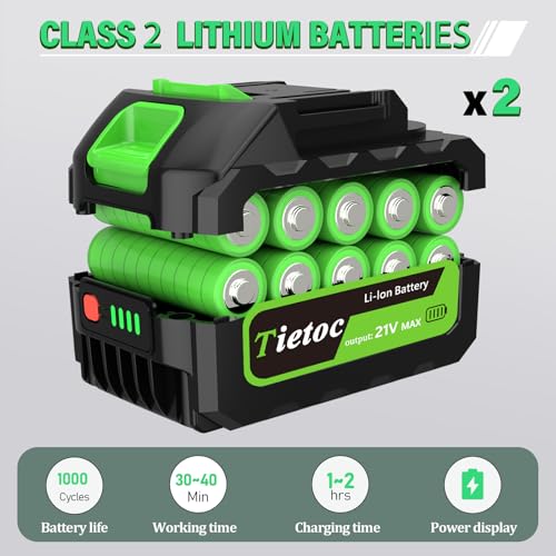 Tietoc Mini Chainsaw 8 inch Cordless with 2x 4000mAh Batteries, Battery Powerd Chain saw with Oiler, Lightweight Handheld Saw for Hous - color: Green- 8 Inch-2 Batteries