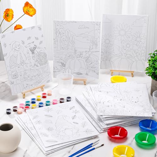 Sherr 140 Pcs 20 Set Pre Drawn Canvas Painting Kit, Autumn - style: Autumn