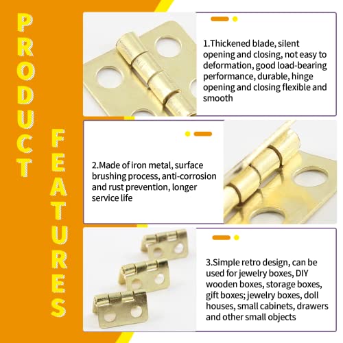 Mini Hinges, 13 x 12 mm, Brass, 30 Pcs - color: Gold(30pcs), size: 13 x 12mm