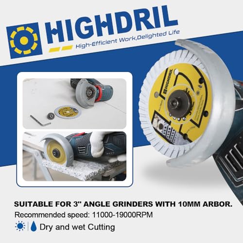 HIGHDRIL 3" 75mm Circular Saw Blade Set 4pcs - Diamond/HSS/Carbide Cutting Disc for Angle Grinder Cutting Concrete Metal Wood Plastic - size: MIX 3