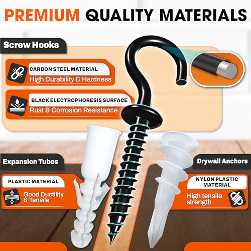 10PCS Screw Hooks + Self-Drilling Drywall Anchor, Expansion Tubes
