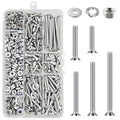 Wensilon (480 pcs)#10 Outlet Screws Kit, 304 Stainless Steel Machine Screws, Flat Head Phillips,Electrical Wall Plate Switch, Bright Finish, Fully Machine Thread - size: #10