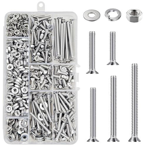 Wensilon (480 pcs)#10 Outlet Screws Kit, 304 Stainless Steel Machine Screws, Flat Head Phillips,Electrical Wall Plate Switch, Bright Finish, Fully Machine Thread - size: #10