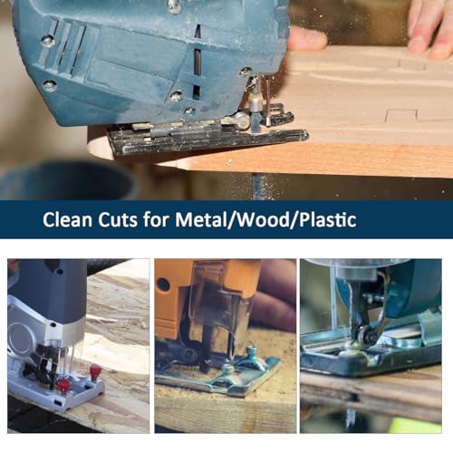 52Pack T-Shank Jigsaw Blades, Jig Saw Blades Set Made with High Speed Carbon Steel, HCS/HSS Jig Saw Blades for Wood, Plastic and Metal Cutting