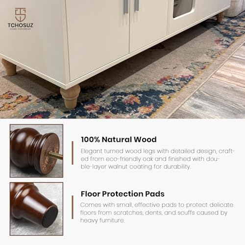 4 inch Solid Wood Bun Feet Walnut 4-Pack with Pre-drilled M8 Bolts - color: Walnut