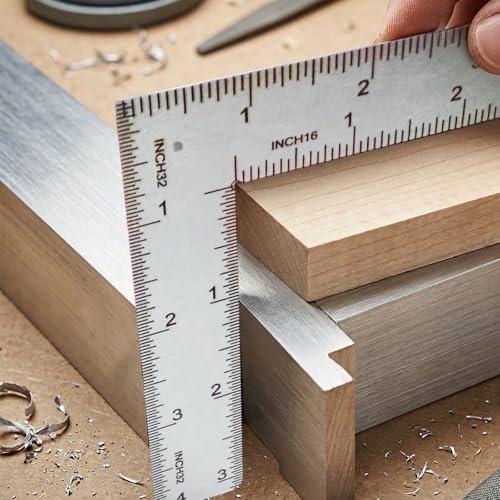 Stainless Steel L Shaped Square Ruler,4 Inch by 6 Inch Precision Framing Square,90 Degree Right Angle Ruler Measuring Tool for Carpenter,Engineer,Woodworker