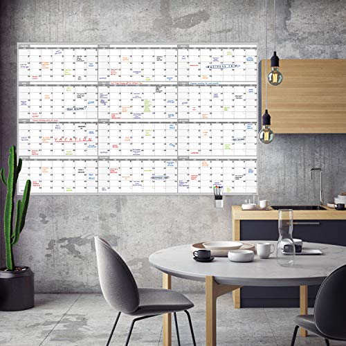 Large Dry Erase Wall Calendar - 60“ x 38" Undated Blank Yearly Planner - Giant Whiteboard 12 Month Poster - Premium Laminated Calendar for Classroom, Office, Project & Family Schedule - size: 60"x38"Yearly