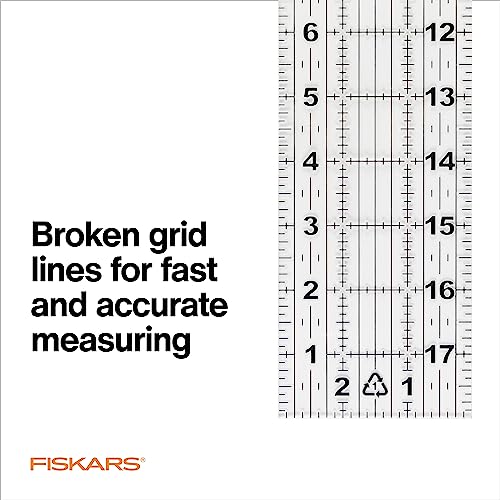 Fiskars 3" x 18" Acrylic Sewing & Quilting Ruler with Gridlines, Clear - size: 3" x 18"