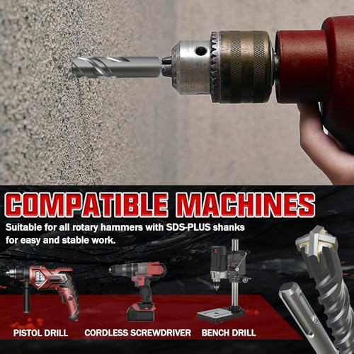 CSOOM SDS Plus Rotary Hammer Drill Bit 3/4"x12.2", Professional Concrete Drill Bit for Concrete, Brick, Stone and Cement Walls - size: 3/4"x12.2"